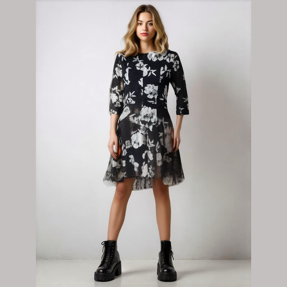 Jessica Howard Floral Dress, Women's Size 10, Navy Blue, Fit & Flare